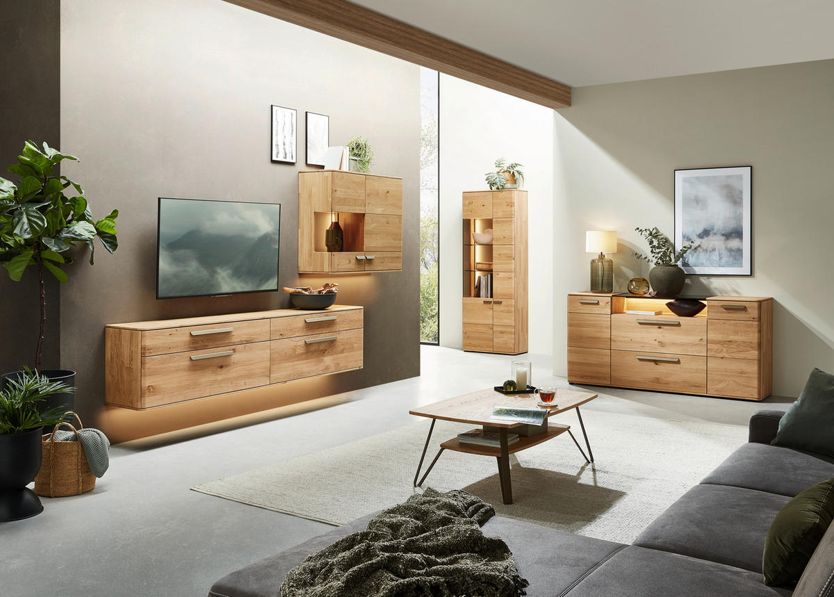 LOWBOARD Wildeiche  241,9/53,8/37,1 cm  - Wildeiche/Bronzefarben, Natur, Holz/Metall (241,9/53,8/37,1cm) - Valnatura