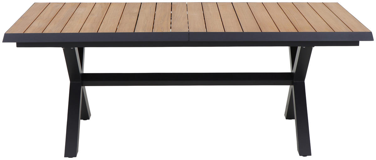 GARTENTISCH 160-200/90/77 cm Metall rechteckig  - Anthrazit/Teakfarben, Basics, Holz/Metall (160-200/90/77cm) - Siena Garden