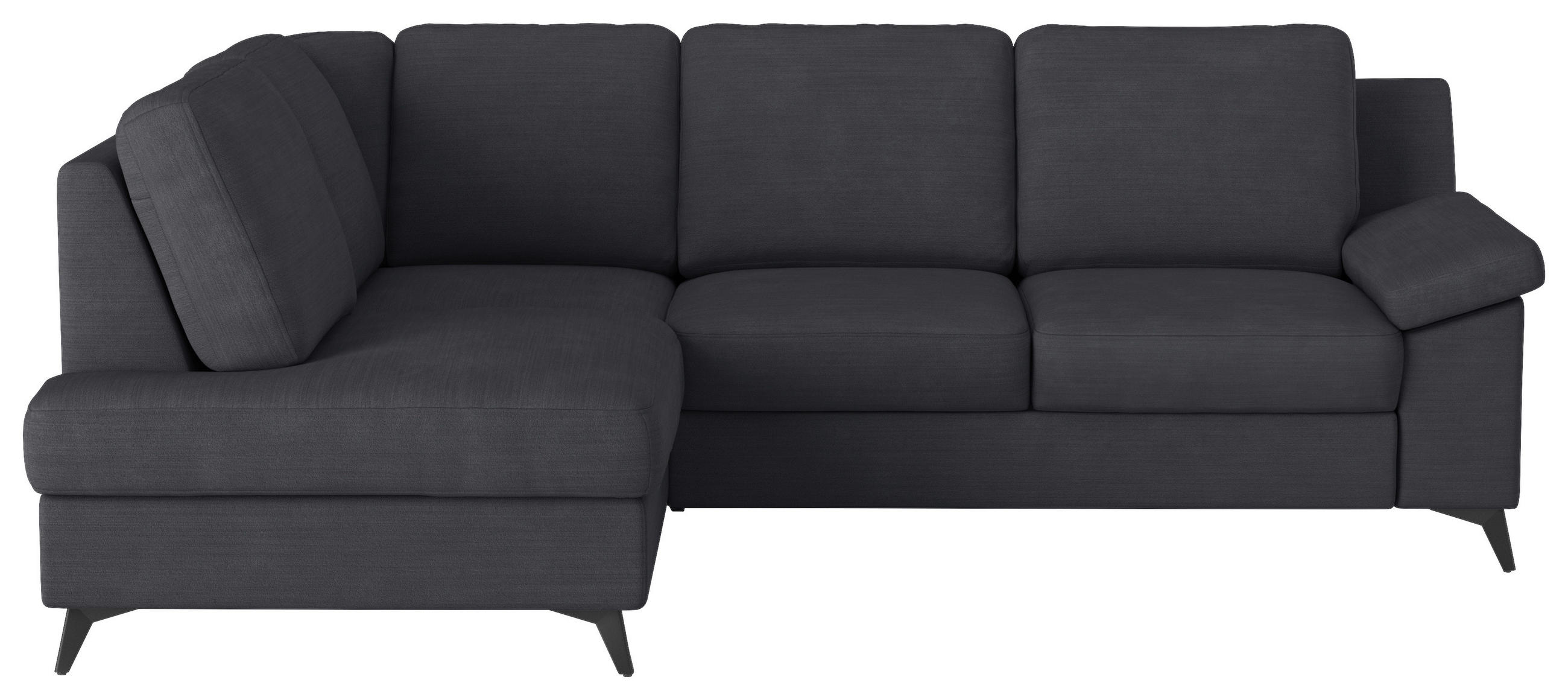 ECKSOFA Dunkelblau Flachgewebe Bettkasten, Schlaffunktion, Rücken echt, Stauraum  - Schwarz/Dunkelblau, KONVENTIONELL, Textil/Metall (170/242cm) - Cotta