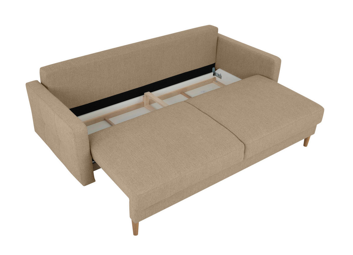 SCHLAFSOFA in Hellbraun  - Hellbraun/Buchefarben, Design, Holz/Textil (222/93/99cm) - MID.YOU
