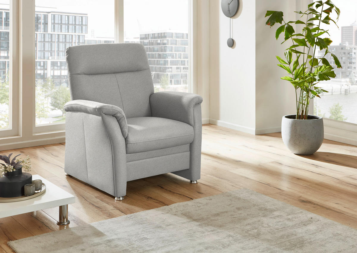 SESSEL in Flachgewebe Ecru  - Ecru/Alufarben, KONVENTIONELL, Textil/Metall (90/100/89cm) - Beldomo Comfort