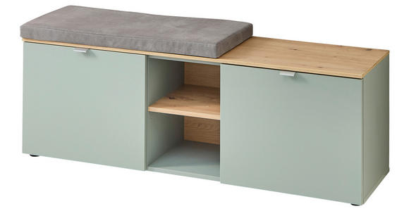 GARDEROBENBANK Bari in 128/50/38 cm - Salbeigrün/Silberfarben, Design, Holzwerkstoff/Kunststoff (128/50/38cm) - Xora