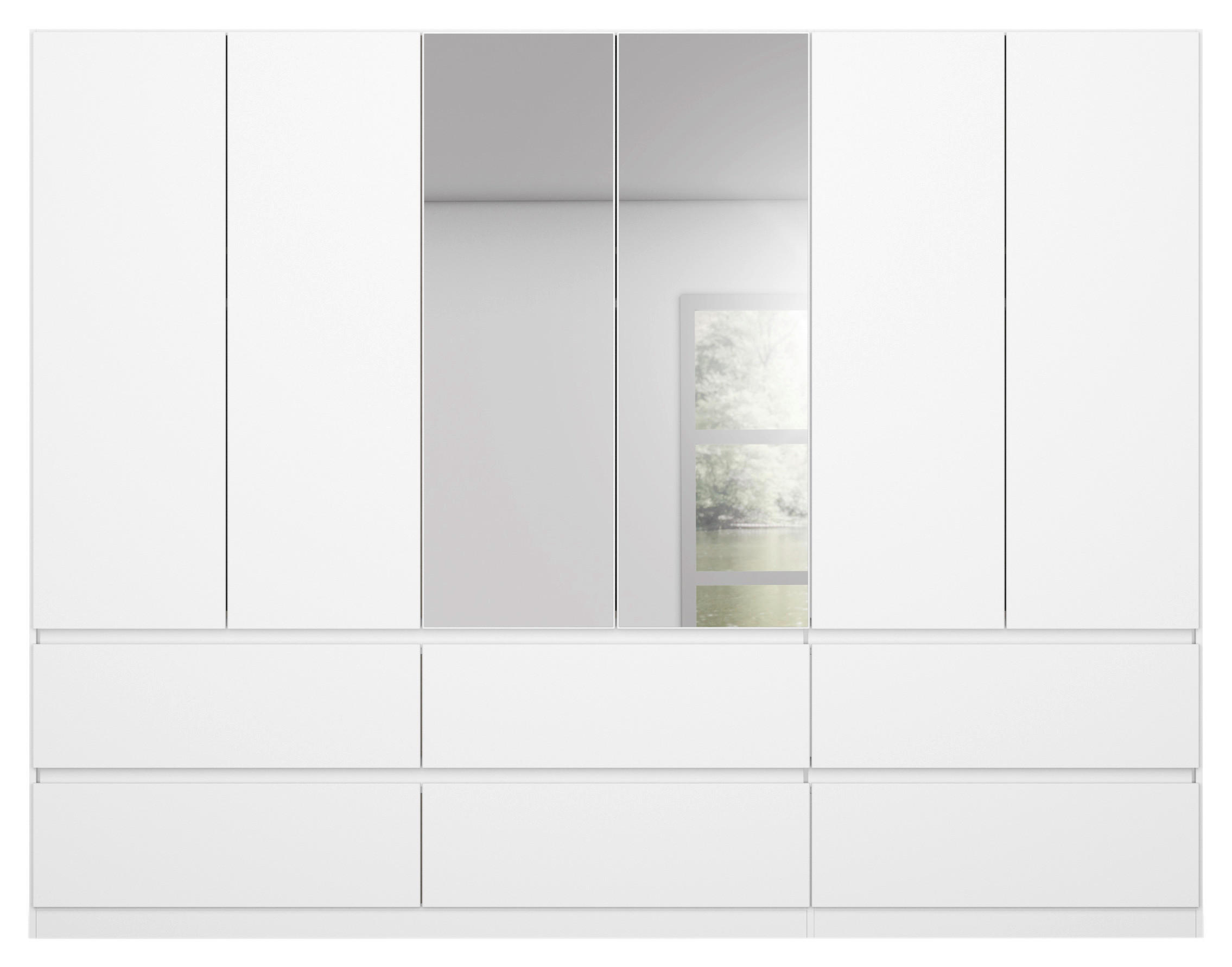 DREHTÜRENSCHRANK in Weiss  - Weiss, Design, Glas/Holzwerkstoff (271/210/54cm) - Carryhome