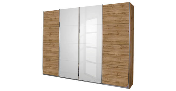 Schwebetürenschrank Bensheim B:361cm Weiß/wotan Eiche Dekor - Eichefarben/Weiß, MODERN, Holzwerkstoff (361/211/62cm) - James Wood