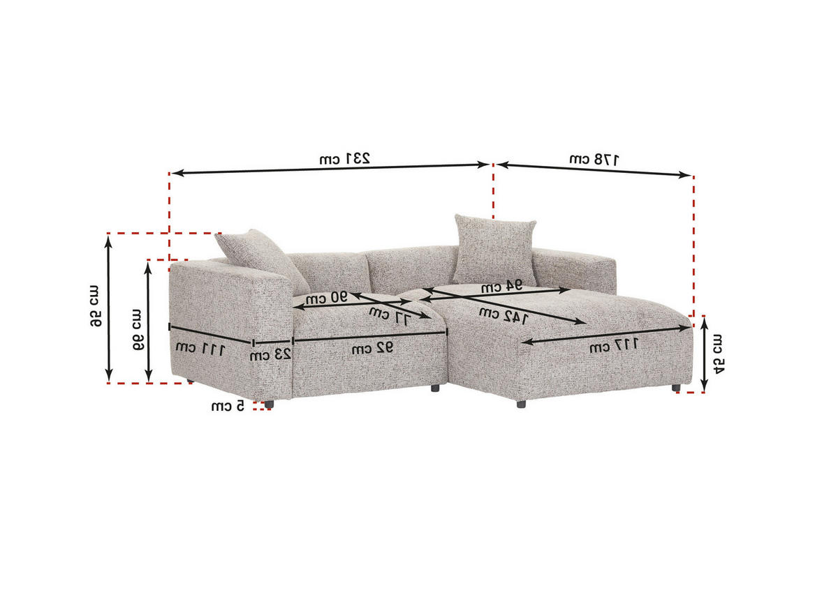 ECKSOFA Braun Chenille  - Creme/Schwarz, MODERN, Kunststoff/Textil (231/178cm) - Carryhome