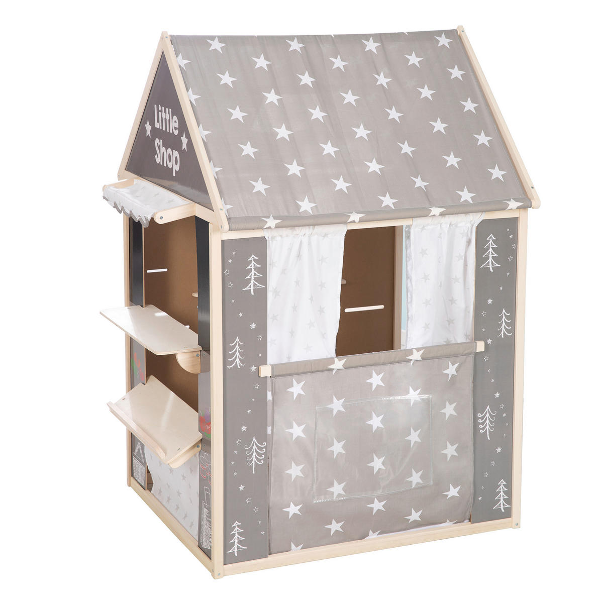 SPIELHAUS-KOMBINATION - Hellgrau/Naturfarben, Basics, Holz/Holzwerkstoff (82,5/128/94,5cm) - Roba