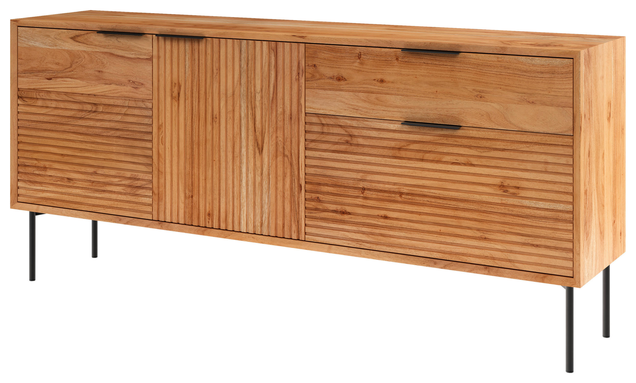 SIDEBOARD DOHA  in 180/82/42 cm  - Schwarz/Naturfarben, KONVENTIONELL, Holz/Metall (180/82/42cm) - Livetastic