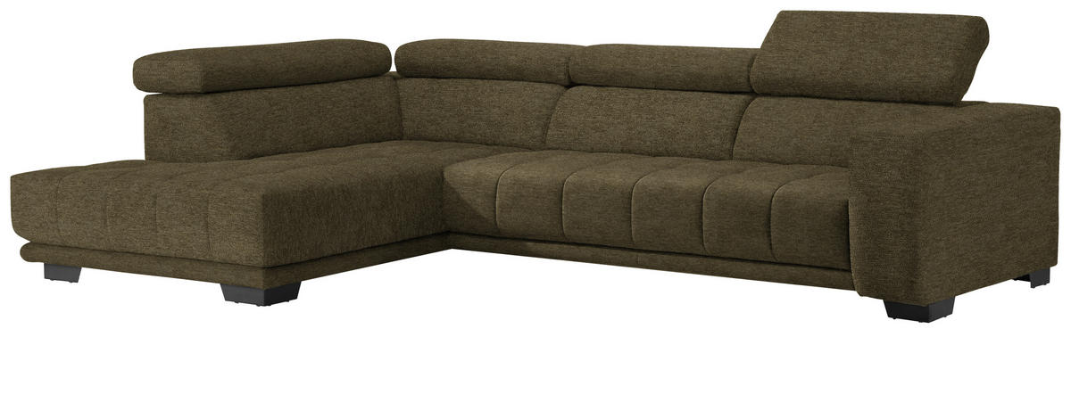ECKSOFA in Mikrofaser Dunkelgrün  - Dunkelgrün/Schwarz, Design, Textil/Metall (207/301cm) - Xora