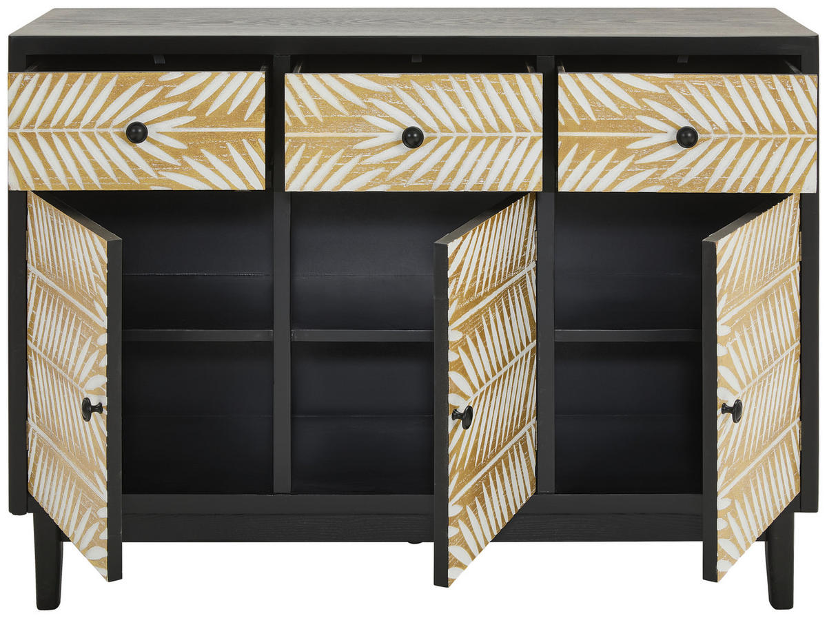 SIDEBOARD  in 120/85/35 cm  - Schwarz/Naturfarben, KONVENTIONELL, Holz/Holzwerkstoff (120/85/35cm) - Livetastic