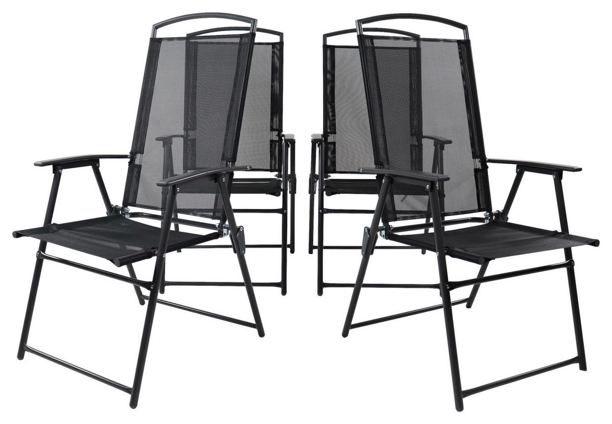 GARTENSTUHL-SET Stahl Anthrazit  - Anthrazit, Basics, Textil/Metall (50/105/58cm) - Gardenson