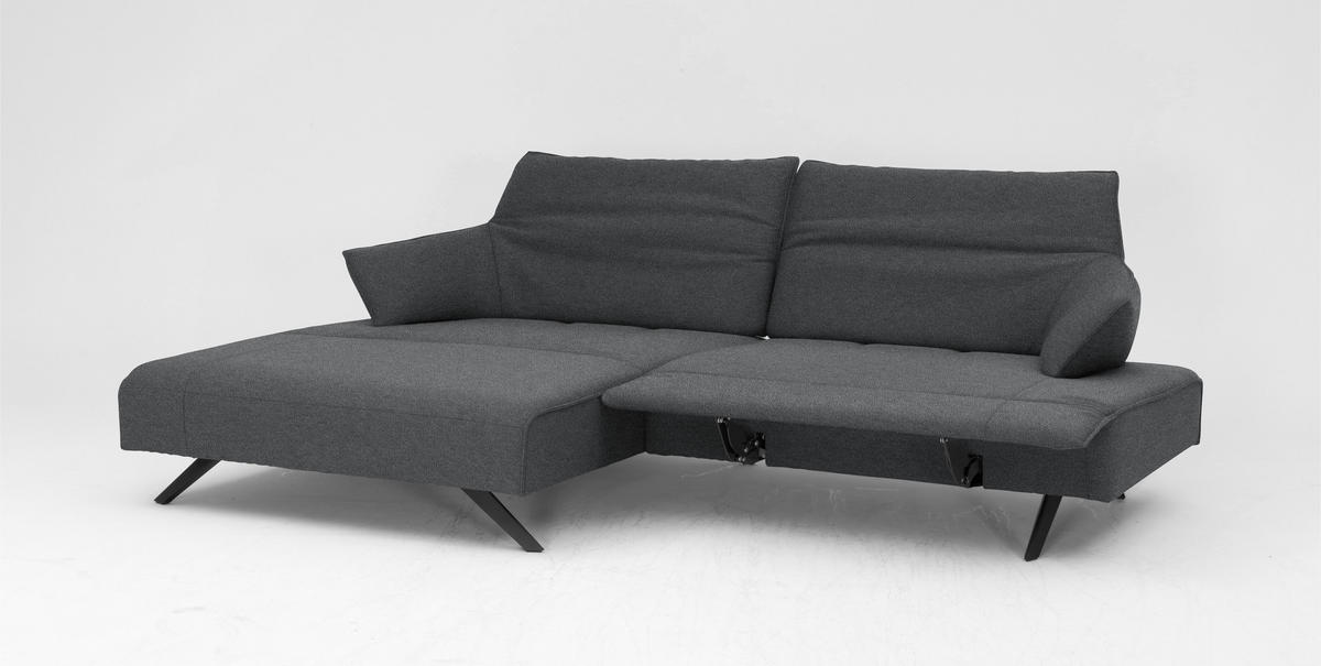 ECKSOFA in Struktur Hellgrau  - Anthrazit/Hellgrau, Design, Textil/Metall (165/276cm) - Himolla