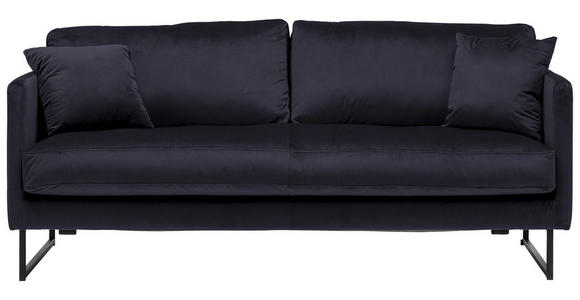2,5-SITZER in Samt Schwarz - Schwarz, Design, Textil/Metall (180/78/84cm) - Carryhome