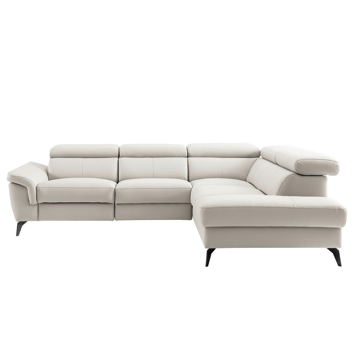 ECKSOFA Lederlook Echtleder Platinfarben  - Platinfarben/Schwarz, Design, Leder/Textil (265/210cm) - Livetastic