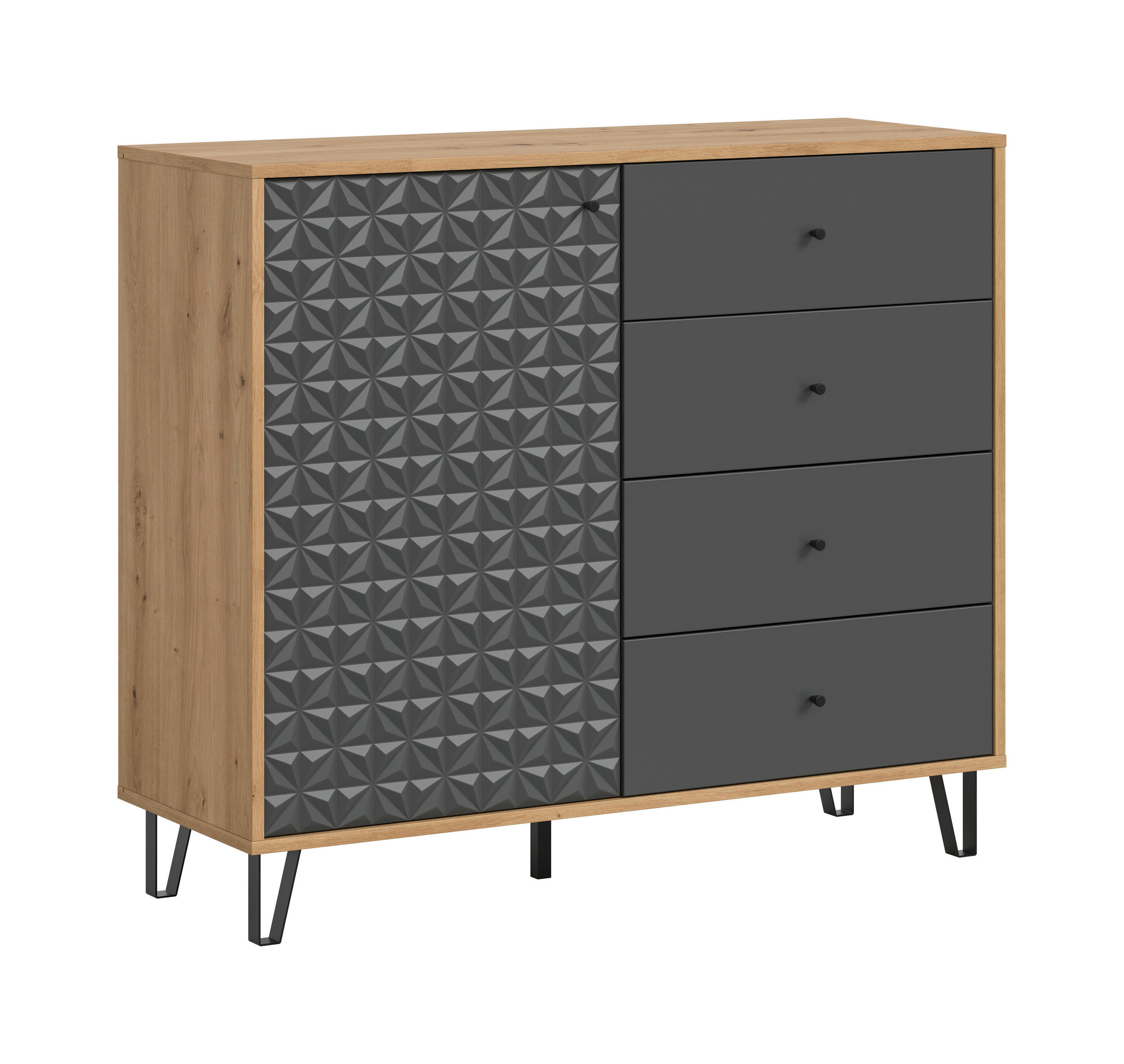 HIGHBOARD  in 110/96/40 cm  - Anthrazit/Schwarz, Design, Holzwerkstoff/Kunststoff (110/96/40cm) - Livetastic