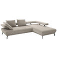 ECKSOFA Fino in Chenille Greige  305/224 cm  - Greige/Schwarz, Design, Textil/Metall (305/224cm) - Dieter Knoll