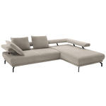 ECKSOFA Fino in Chenille Greige  305/224 cm  - Greige/Schwarz, Design, Textil/Metall (305/224cm) - Dieter Knoll