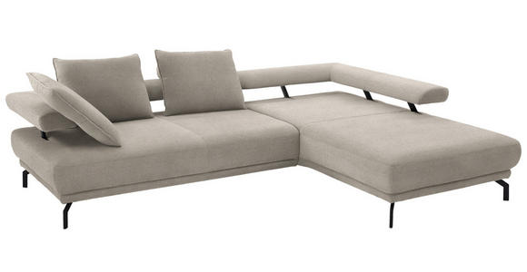 ECKSOFA Fino in Chenille Greige  305/224 cm  - Greige/Schwarz, Design, Textil/Metall (305/224cm) - Dieter Knoll