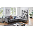 ECKSOFA Grau Struktur  - Schwarz/Grau, MODERN, Textil/Metall (275/235cm) - Cantus