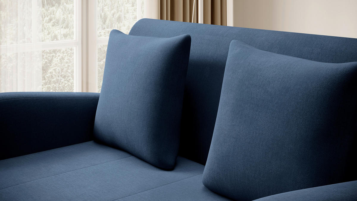 SCHLAFSOFA  mit Samt Blau  - Blau/Schwarz, Design, Kunststoff/Textil (244/97/97cm) - MID.YOU