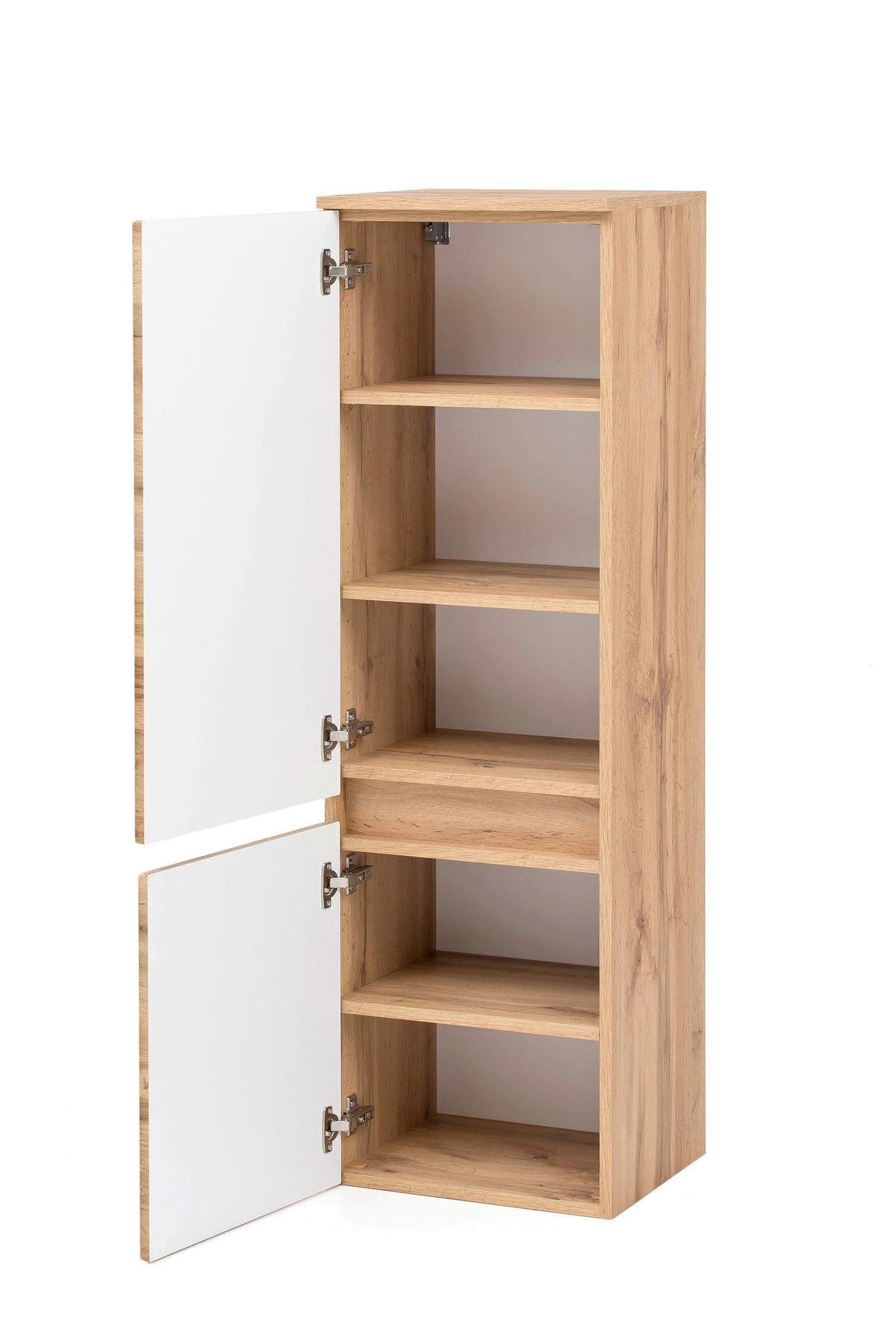 MIDISCHRANK 40/130/35 cm  - Eiche Wotan/Silberfarben, Natur, Holzwerkstoff/Kunststoff (40/130/35cm) - Xora