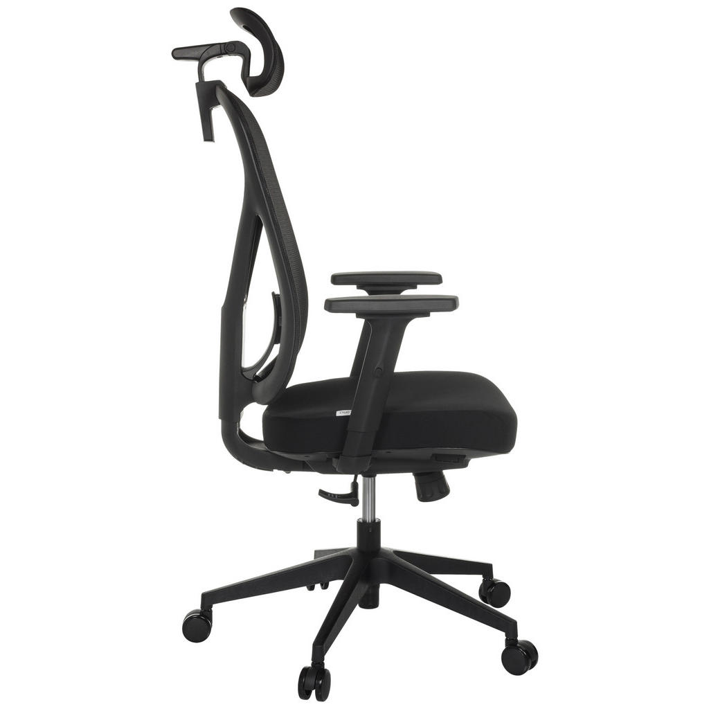 Thumbnail - Mid.you Drehstuhl, Schwarz, Textil, Drehkreuz, 66x114-133x67 cm, inklusive Armlehnen, ergonomische Rückenlehne, Arbeitsz...