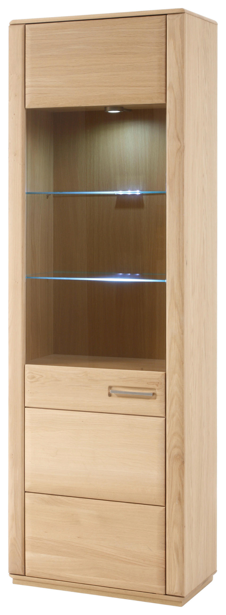 WOHNWAND  in Eichefarben  303/209/51 cm  - Eichefarben/Silberfarben, Design, Glas/Holz (303/209/51cm) - Livetastic