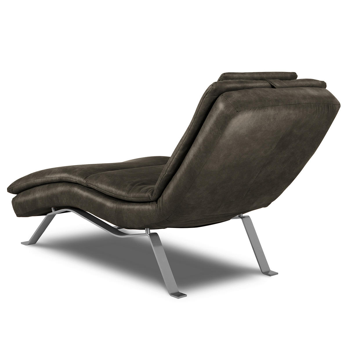 RELAXLIEGE in Lederlook Anthrazit  - Anthrazit/Silberfarben, Design, Textil/Metall (65/95/171cm) - Celina Home