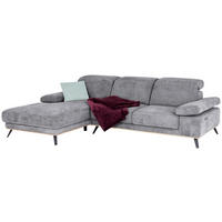 ECKSOFA in Struktur Grau  - Schwarz/Grau, Modern, Textil/Metall (194/283cm) - MID.YOU