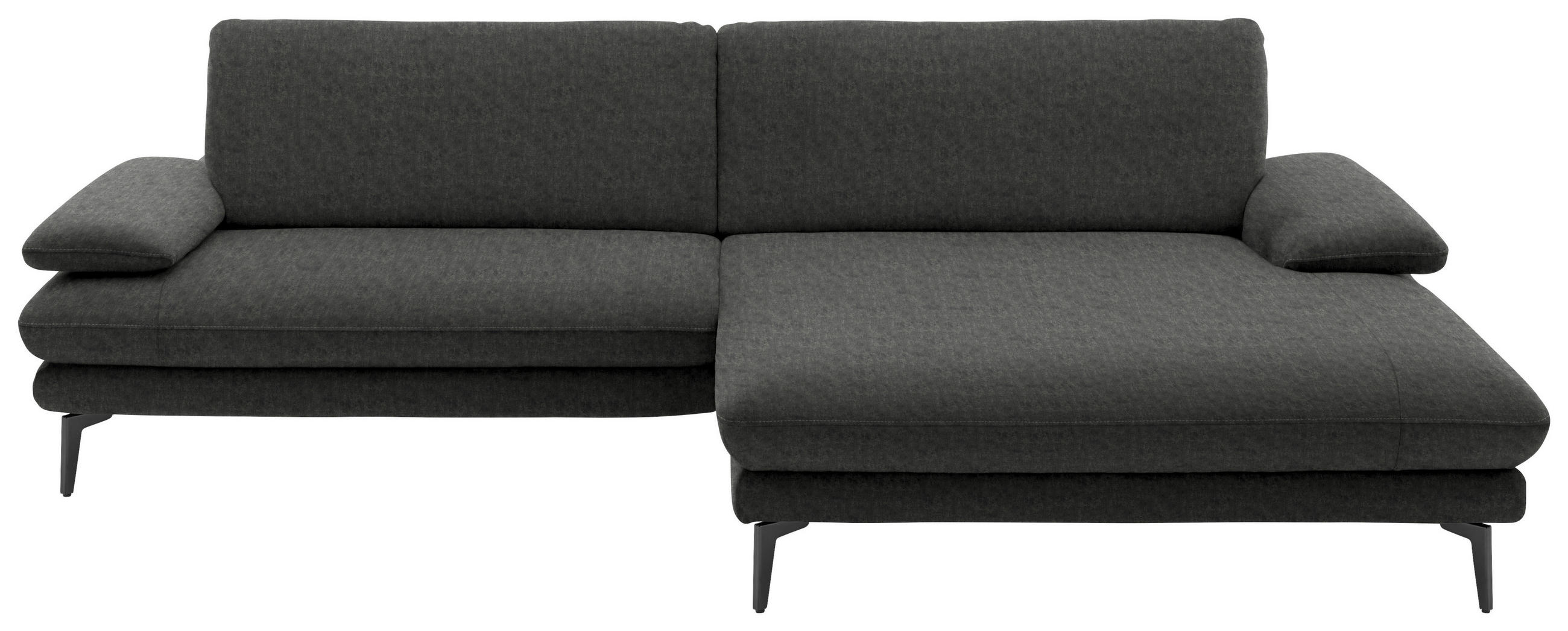 ECKSOFA in Velours Dunkelgrau  - Dunkelgrau/Schwarz, Design, Textil/Metall (284/184cm) - Dieter Knoll