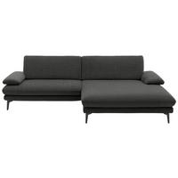 ECKSOFA in Velours Dunkelgrau  284/184 cm  - Dunkelgrau/Schwarz, Design, Textil/Metall (284/184cm) - Dieter Knoll