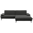 ECKSOFA  in Velours Dunkelgrau  284/184 cm  - Dunkelgrau/Schwarz, Design, Textil/Metall (284/184cm) - Dieter Knoll