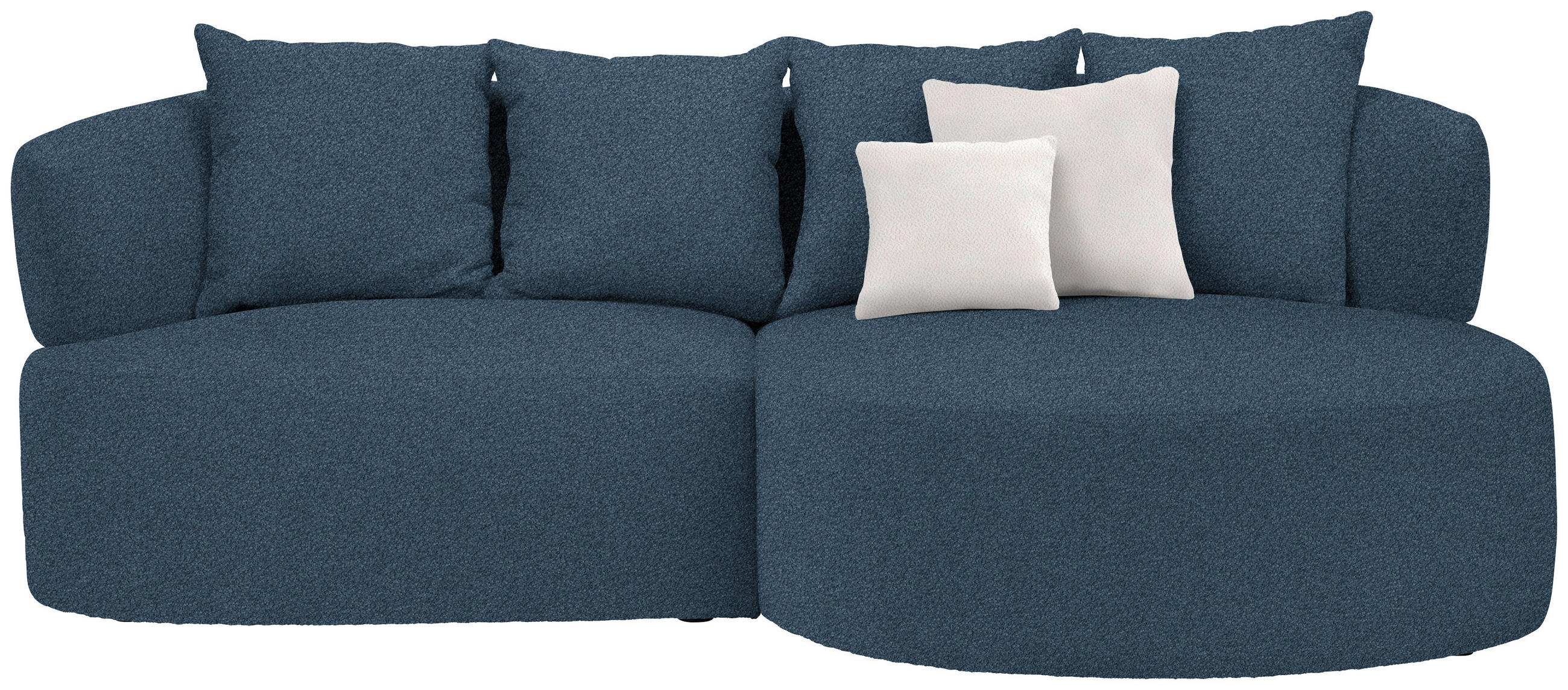 ECKSOFA in Plüsch Dunkelblau  235/166 cm  - Creme/Schwarz, MODERN, Kunststoff/Textil (235/166cm) - Hom`in
