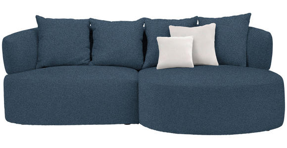 ECKSOFA in Plüsch Dunkelblau  235/166 cm  - Creme/Schwarz, MODERN, Kunststoff/Textil (235/166cm) - Hom`in