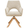 ARMLEHNSTUHL  Sitzfläche 360° drehbar, inklusive Armlehnen Cord  - Eichefarben/Creme, Design, Holz/Textil (60/85/63cm) - Hom`in