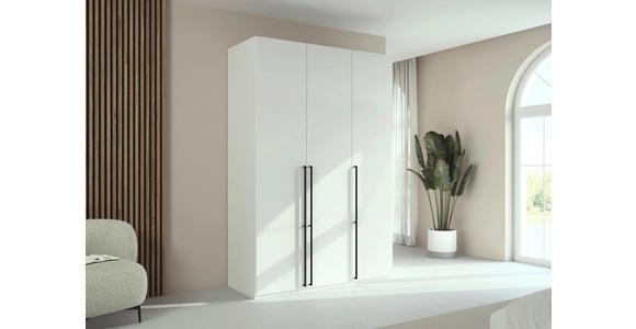 DREHTÜRENSCHRANK 151/223/61 cm,  in Weiß, 3-türig  - Schwarz/Weiß, Basics, Holzwerkstoff/Metall (151/223/61cm) - Novel