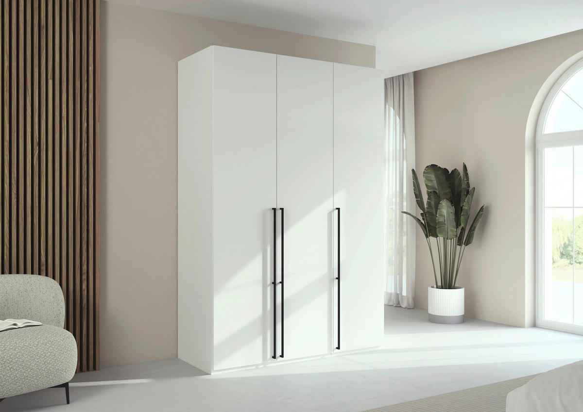 DREHTÜRENSCHRANK 151/235/61 cm,  in Weiß, 3-türig  - Schwarz/Weiß, Basics, Holzwerkstoff/Metall (151/235/61cm) - Novel