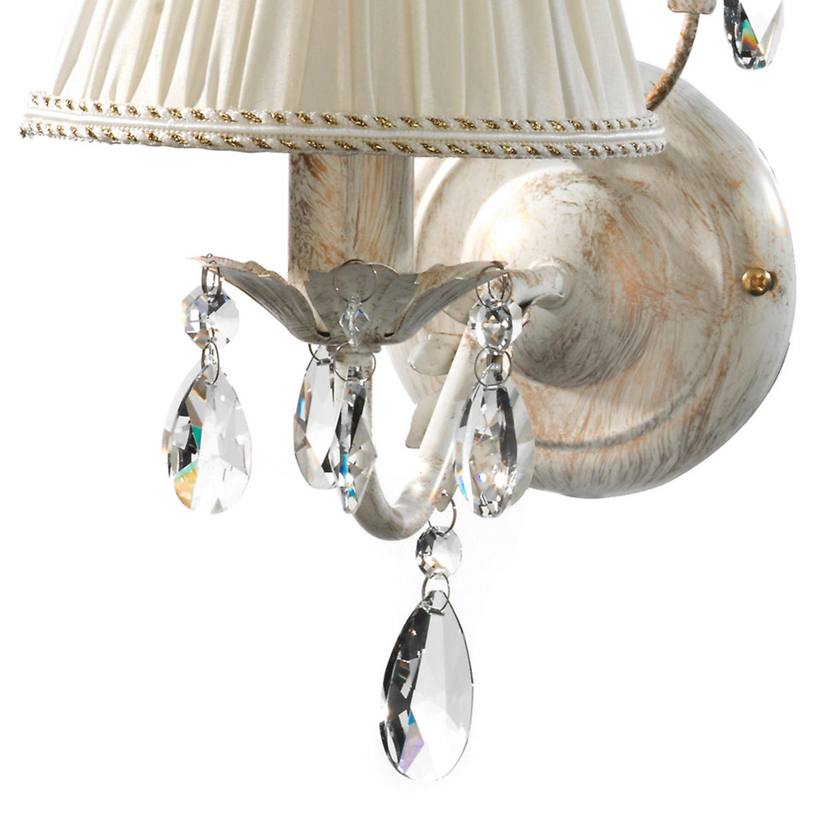 WANDLEUCHTE 25/16/30 cm   - Weiß, ROMANTIK / LANDHAUS, Glas/Textil (25/16/30cm)