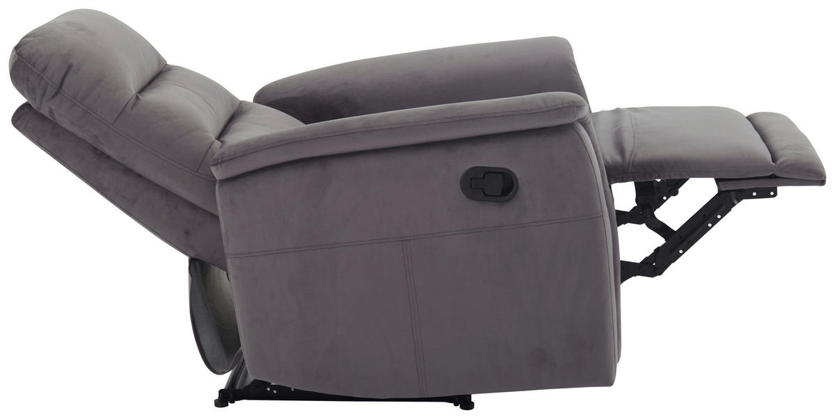 SITZGARNITUR Velours Grau  - Schwarz/Grau, KONVENTIONELL, Textil/Metall - P & B
