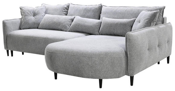 ECKSOFA  in Chenille Hellgrau  285/200 cm  - Hellgrau/Schwarz, MODERN, Textil/Metall (285/200cm) - Carryhome
