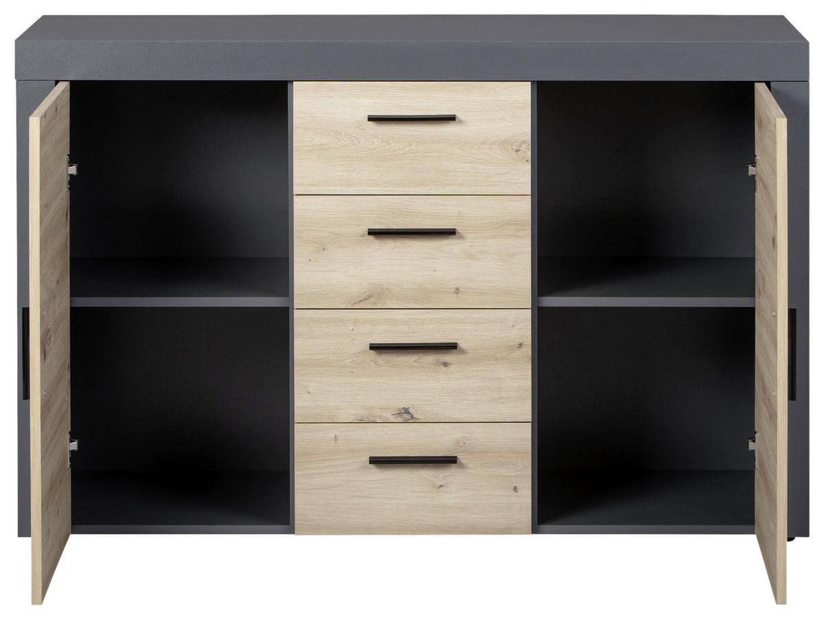 KOMMODE  in 134/86/40 cm  - Anthrazit/Schwarz, KONVENTIONELL, Holzwerkstoff/Kunststoff (134/86/40cm) - MID.YOU