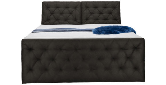 BOXSPRINGBETT 180/200 cm in Dunkelbraun - Dunkelbraun/Schwarz, KONVENTIONELL, Kunststoff/Textil (180/200cm) - Carryhome