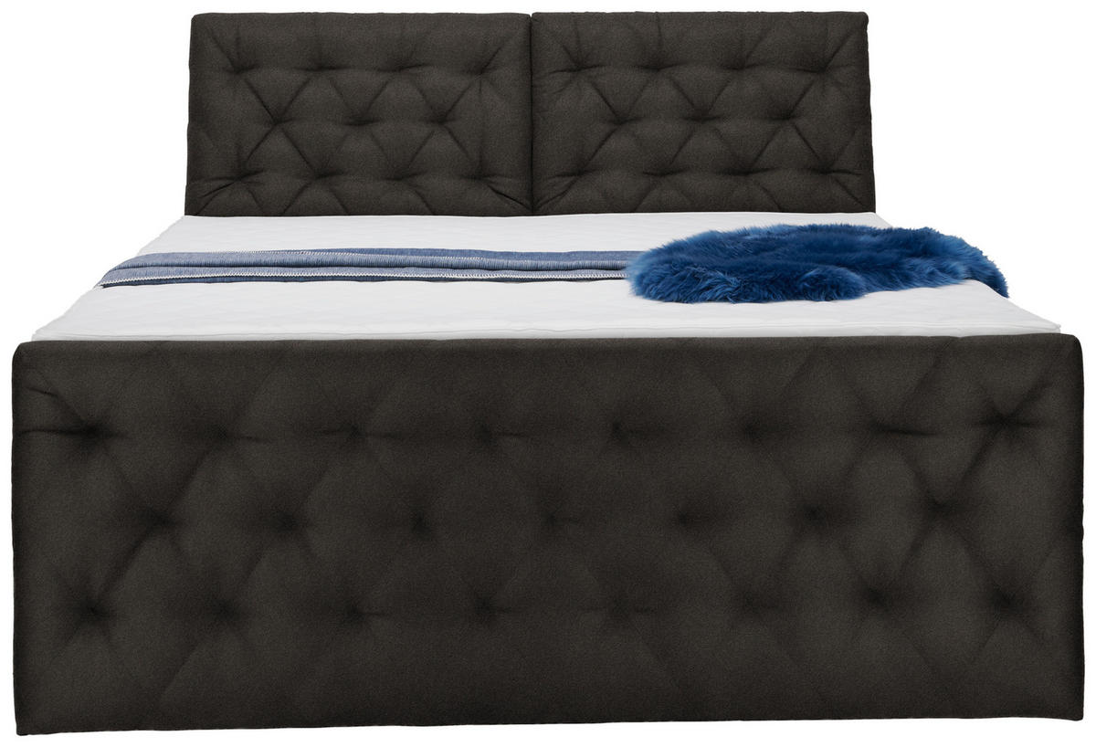 BOXSPRINGBETT 180/200 cm  in Dunkelbraun  - Dunkelbraun/Schwarz, Konventionell, Kunststoff/Textil (180/200cm) - Carryhome