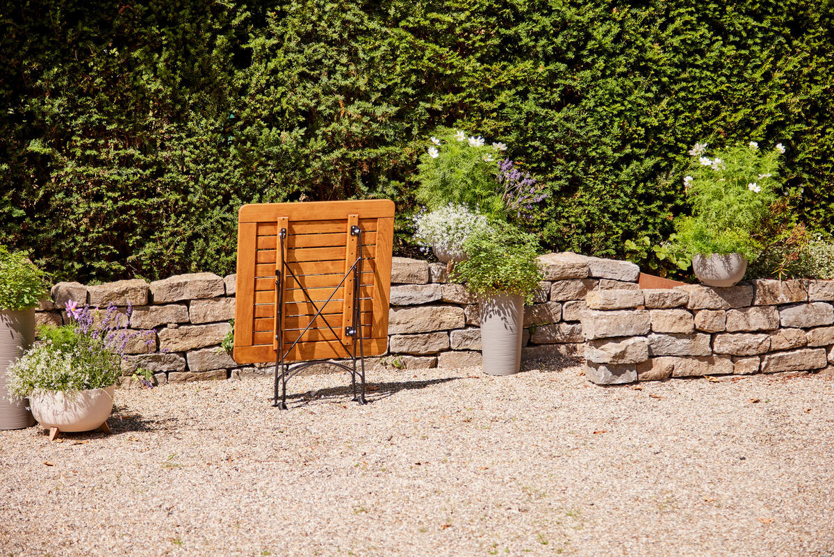 GARTENKLAPPTISCH 80/80/78 cm  - Robinienfarben/Schwarz, KONVENTIONELL, Holz/Metall (80/80/78cm) - Siena Garden