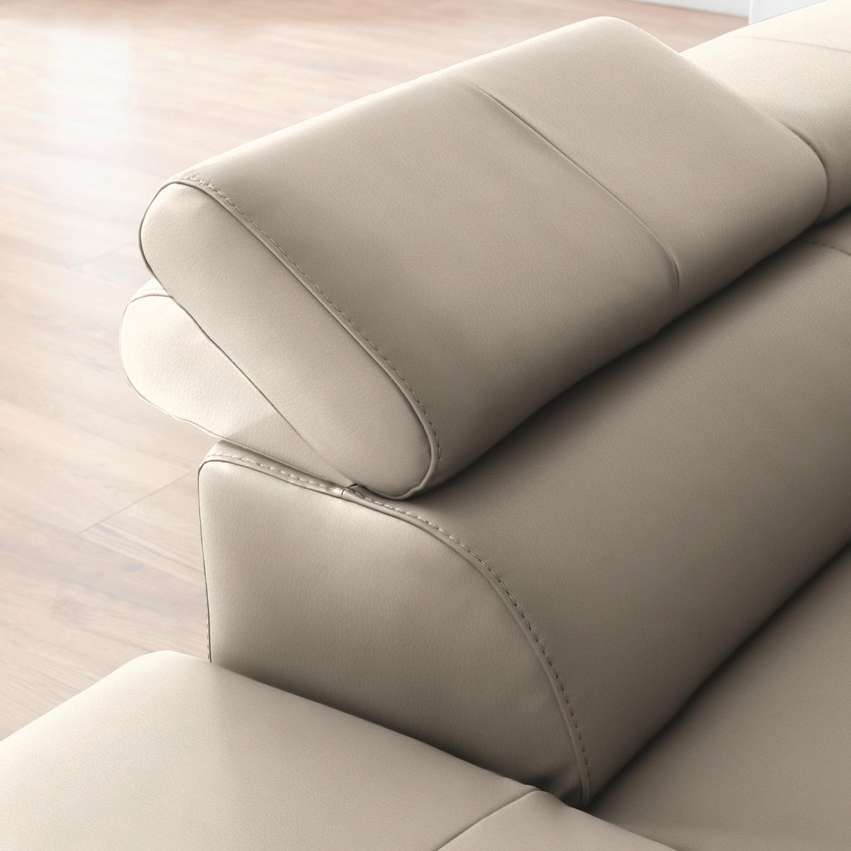 ECKSOFA in Echtleder Greige  - Greige/Schwarz, Design, Leder/Metall (220/256cm) - Celina Home
