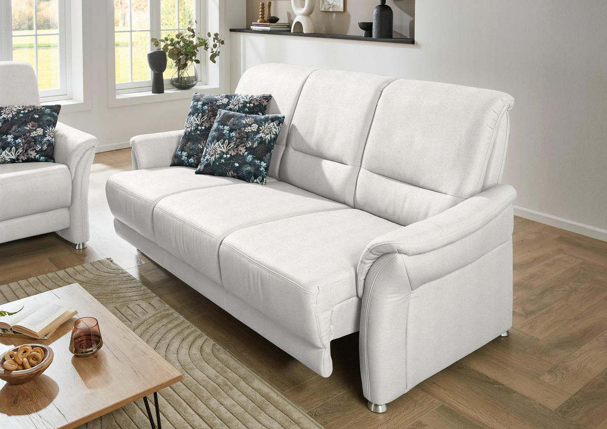 SITZGARNITUR Flachgewebe Alabasterfarben  - Alabasterfarben/Alufarben, Konventionell, Textil/Metall (198/172/96/93cm) - Beldomo Premium
