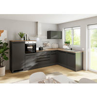 ECKKÜCHE 320/175 cm  in Schwarz  - Eichefarben/Schwarz, Basics, Holzwerkstoff/Kunststoff (320/175cm) - P & B