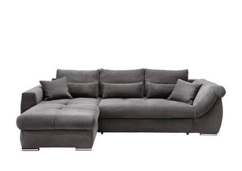 ECKSOFA in Cord Grau  - Chromfarben/Grau, Modern, Holz/Textil (188/302cm) - MID.YOU