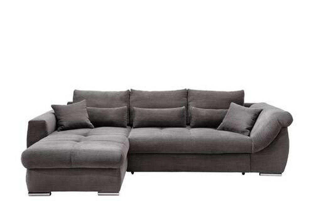 ECKSOFA in Cord Grau  - Chromfarben/Grau, Modern, Holz/Textil (188/302cm) - MID.YOU