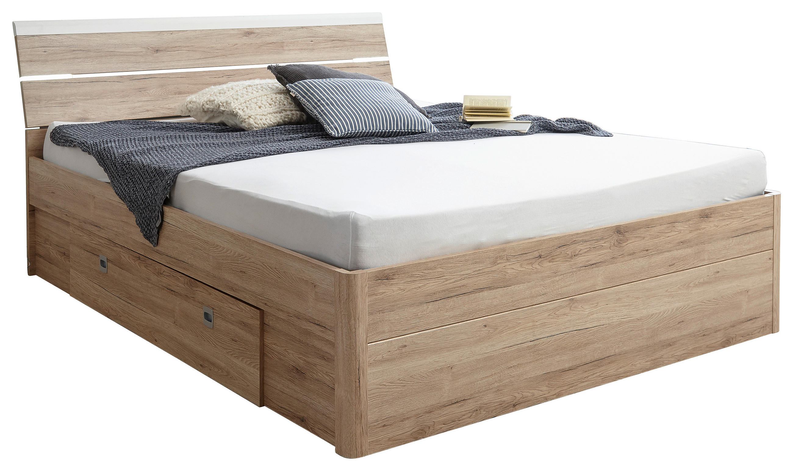 STAURAUMBETT  in Weiß, Eiche San Remo,  - Eichefarben/Weiß, KONVENTIONELL, Holzwerkstoff (180mm) - Ti'me