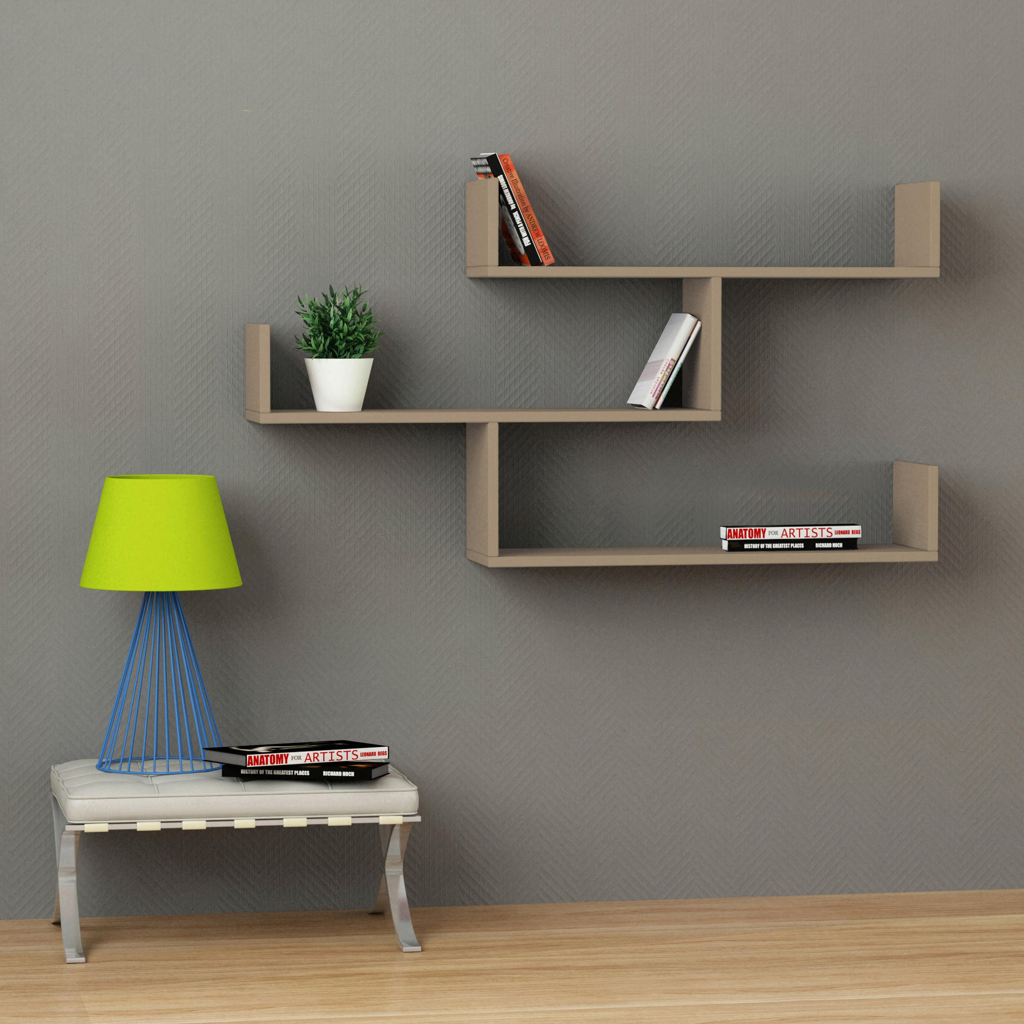 WANDREGAL 120/67/22 cm  - Beige, Design, Holzwerkstoff (120/67/22cm) - Livetastic